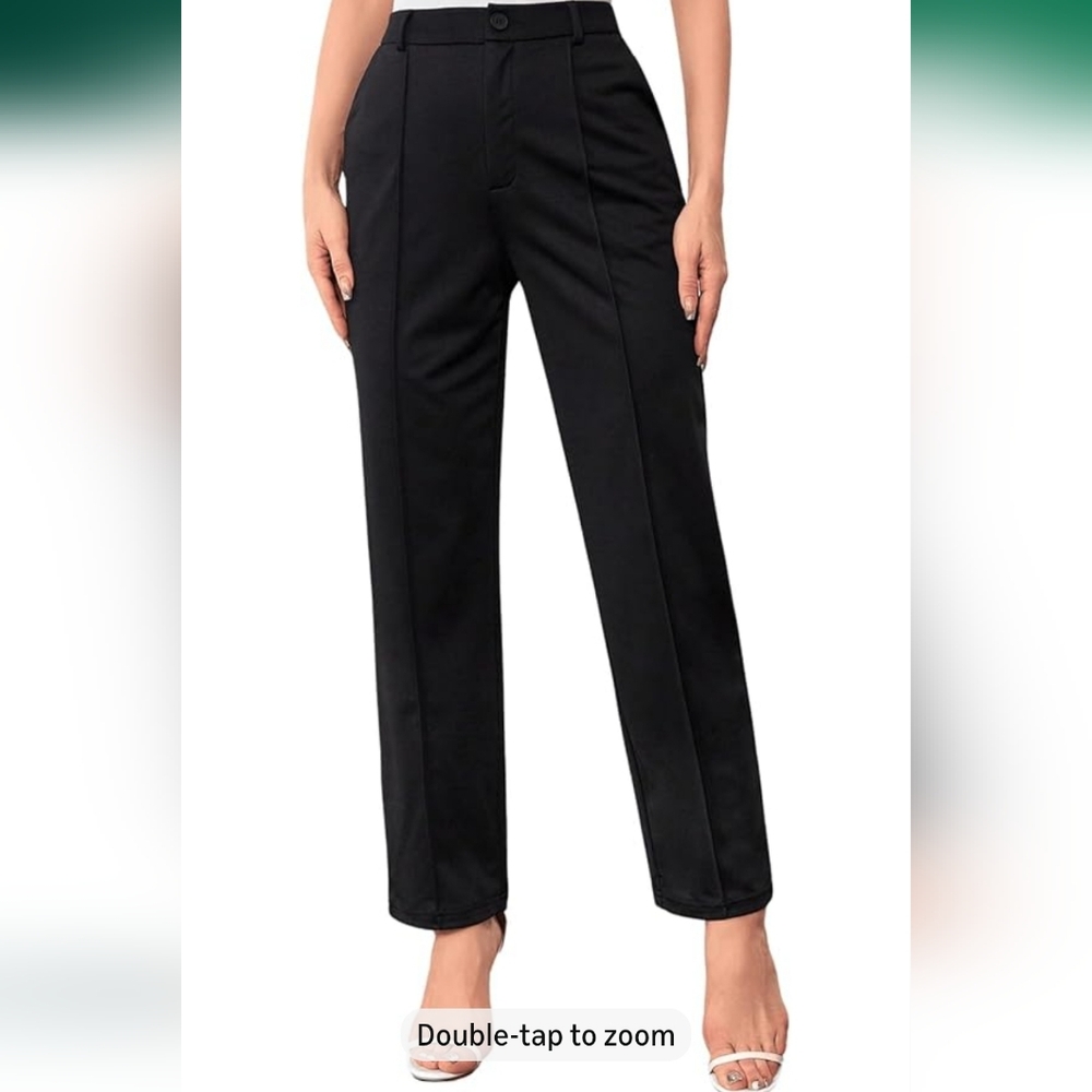 Sweatyrocks Black Dress Pants High Waist Wide Leg Work Trousers Classic